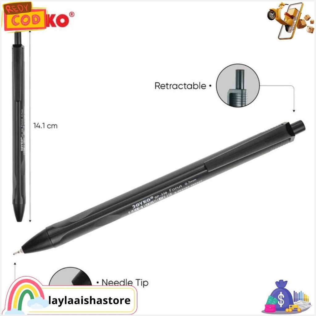 

Pen Click Bp-338 Vokus Joyko Tinta Minyak Hitam 0.7Mm Gratis Ongkir