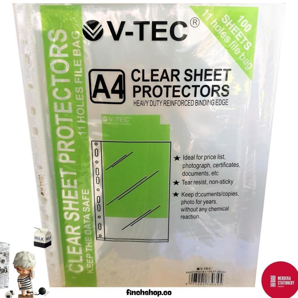 

Clear Sheet Protector V-Tec A4 11 Holes/Lubang File Bag 100 Lembar Diskon