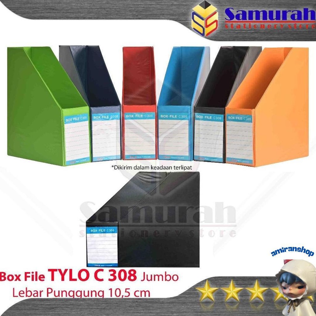 

Box File Lipat Tylo C-308 Jumbo Karton Lapis Pvc / Rak Stand C 308 Lebar 10,5 Cm Warna Hitam - Biru - Merah - Biru Muda - Hijau - Orange Murah