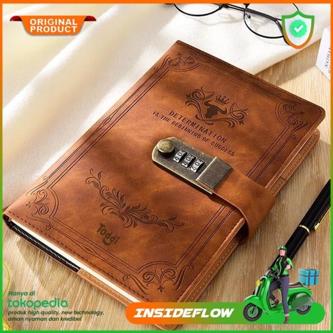 

Promo!! Buku Agenda Catatan Kerja Binder Jurnal Harian Notebook Klasik Lock A5