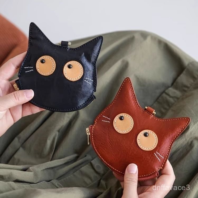 Dompet Koin Wanita Tas Gantung Leher Kartun Kucing Tas Gantung Imut Tempat Kartu Mini untuk Earphone