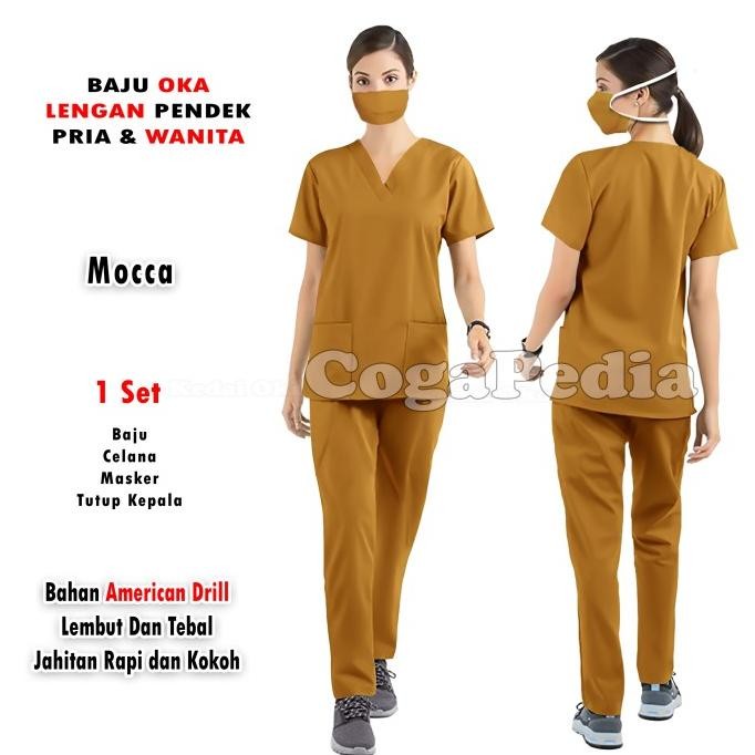 Baju Oka Lengan Pendek - Scrub Oka Medis - Baju Stenen Perawat Dokter