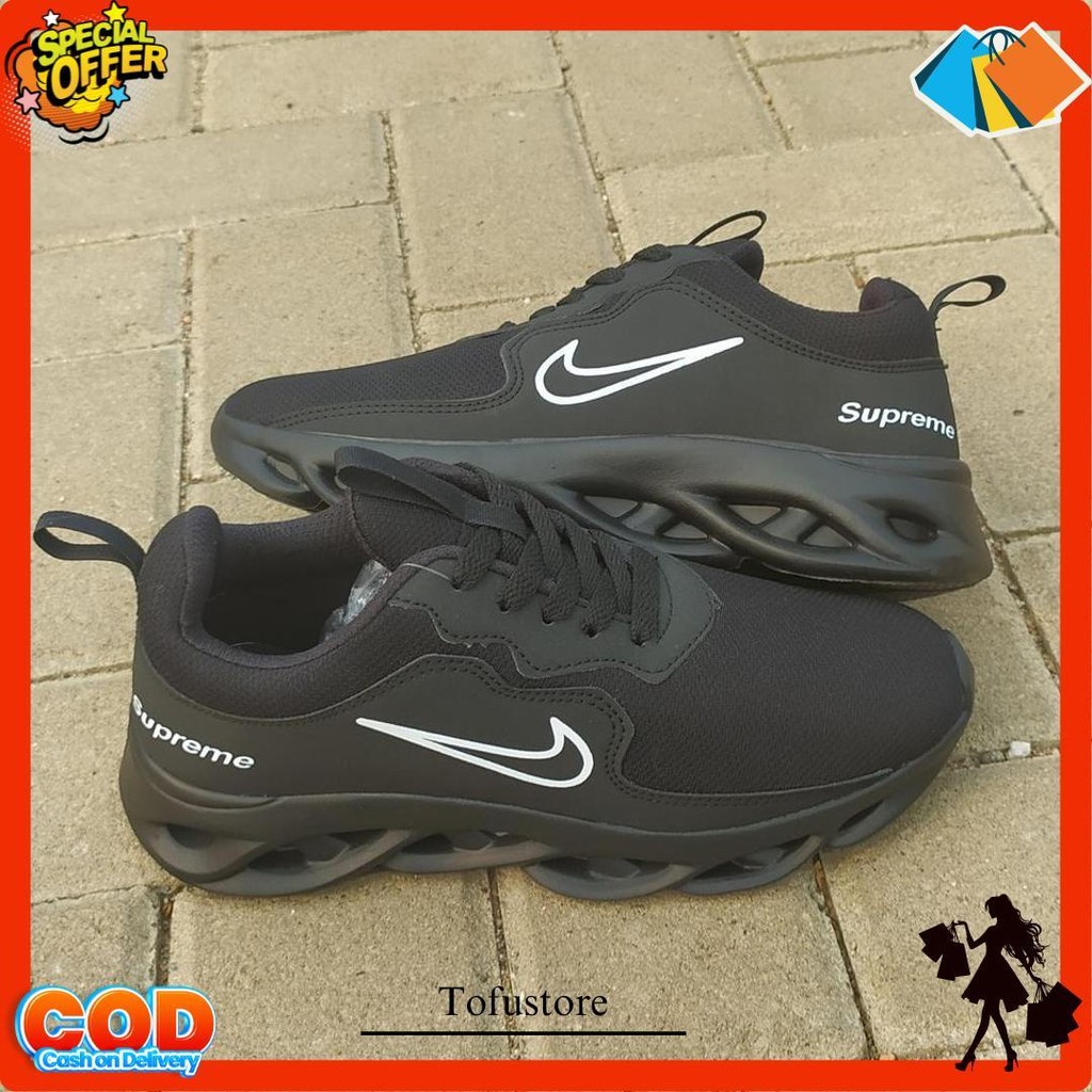 Sepatu  Hitam Polos Supreme Sneakers  Casual Sekolah Sd Smp Bisa Cod Original Produk