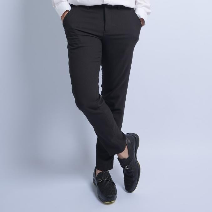 Celana Kantor Formal Celana Panjang Bahan Pria Hitam Polos Slimfit
