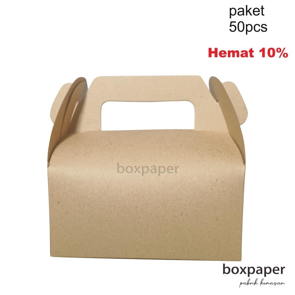 

BISA COD Gable Box Kraft isi 50 PCS / Dus Kue / Box Snack Nasi Ayam Souvenir Hadiah Makanan Kemasan Laminasi Murah gj-46