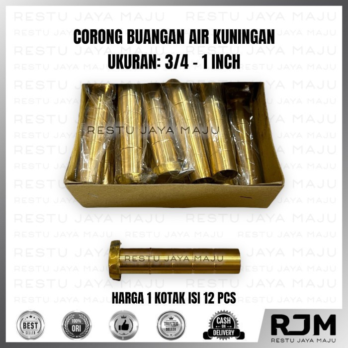 [12 pcs]  Corong Buangan Air Kuningan  3/4 1 inch Sumpel Sumbat Pembuangan Bak Kamar Mandi rj
