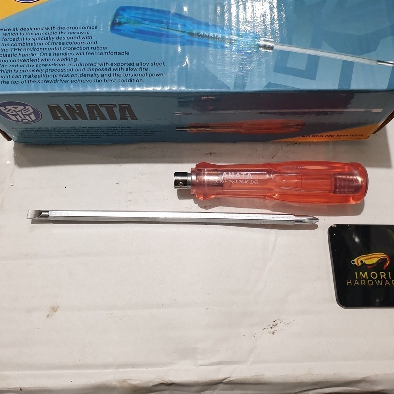 [12 pcs]  ANATA Obeng Bolak Balik Tembus