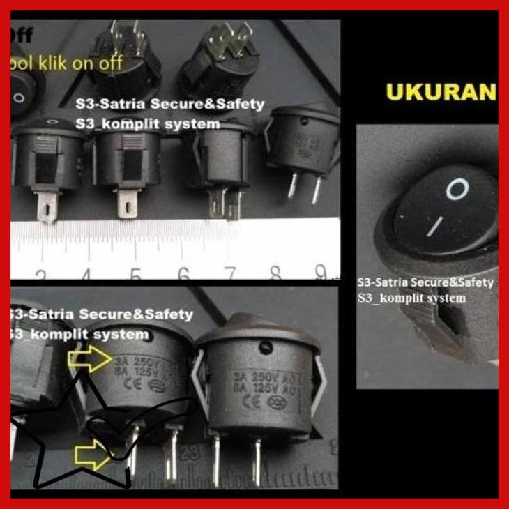 [SSC] Switch Saklar I O 3A Tombol On Off Rocker Bulat kecil 2 pin kaki