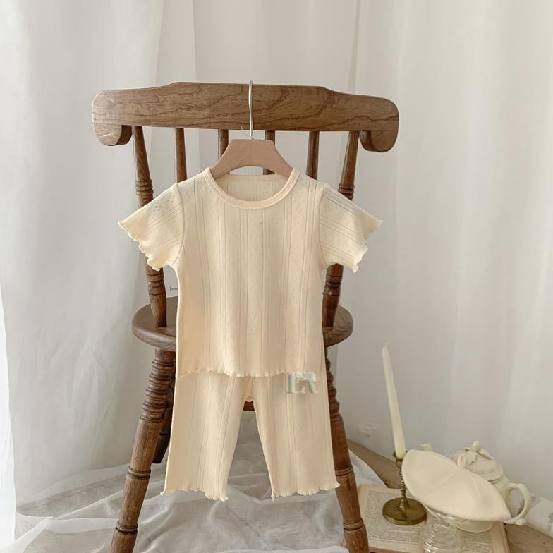 Setelan Anak Bayi Perempuan Baju Rumahan Lengan Celana Pendek Cocok Untuk Musim Panas Bahan Adem Dan