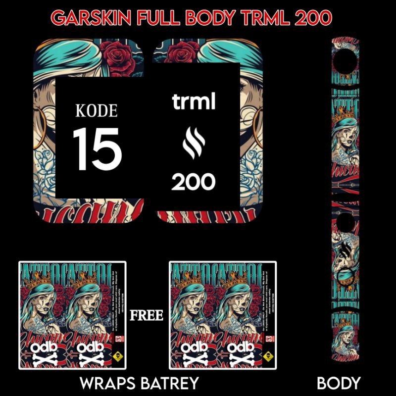 

*PromoTerjangkau* Stiker Vnil T200 Trml Kode 15 Garskin Wrap Stiker Premium / X Casing Case COD