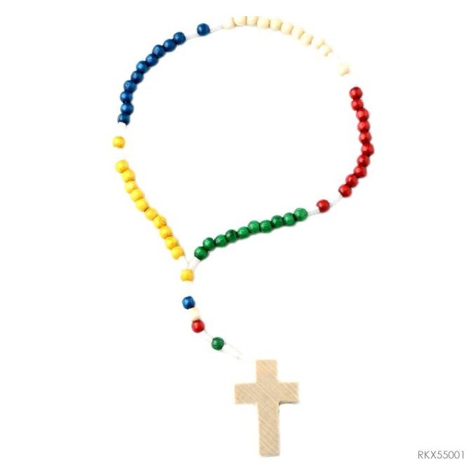 Kualitas terbaik] Rosario Misionaris Kayu Mini Rohani Katolik