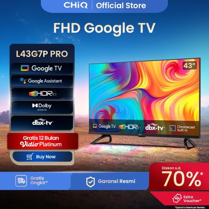 Google TV CHiQ 43 inch Smart TV FHD Youtube Digital TV (L43G7P Pro)