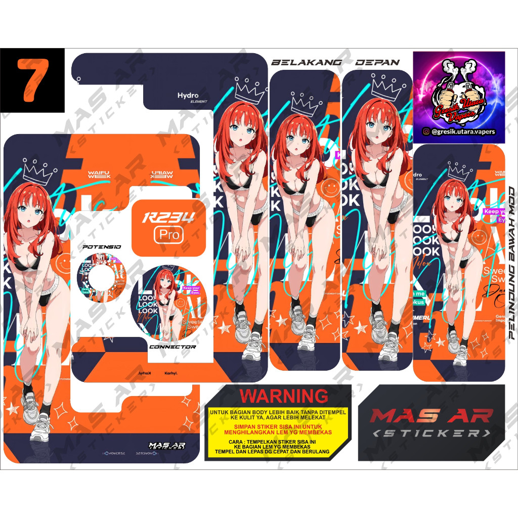 

*PromoTerjangkau* Stiker Inner Daleman R 234 Pro Anime Version 7 Garskin Wrap Stiker Premium / X Casing Case COD