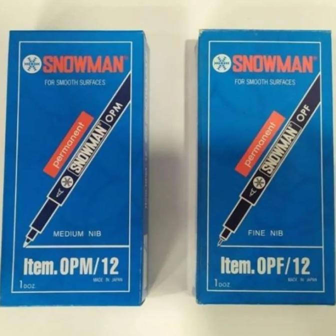 

Promo!! Spidol Pen Snowman Ohp Permanent Marker Opf / Opm - 1 Lusin Isi 12 Pcs