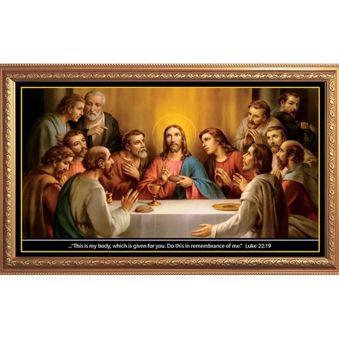 New Lukisan Perjamuan Kudus Kanvas Grs95 100 X 50Cm- Hiasan Perjamuankudus HFS