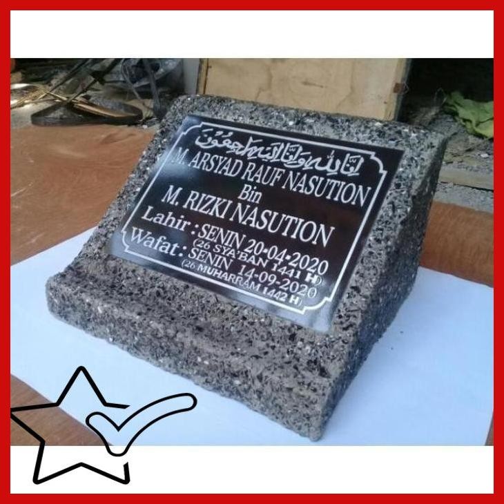 [SWM] BATU NISAN GRANIT WADAH DUDUKAN + PACKING KAYU dan KARDUS CIRI MAKAM,