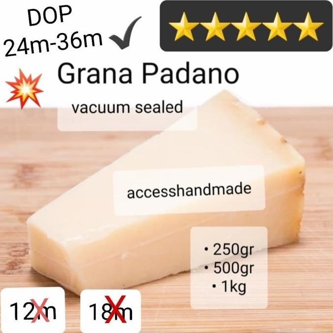 

GRANA PADANO CHEESE KEJU HIGH QUALITY 250GR CHUNK VACUUM SEAL DOP 24M ORIGINAL DAN TERPERCAYA