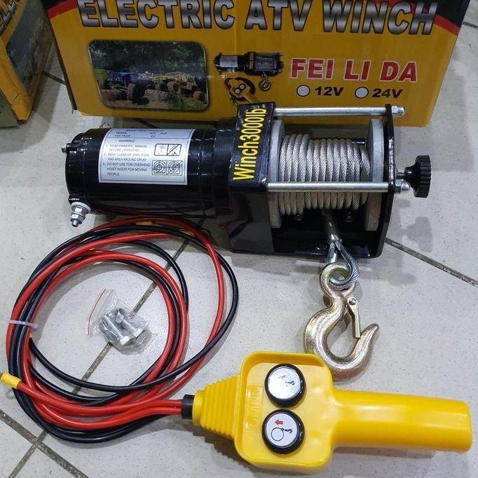 TERMURAH - Winch derek ATV hoist 12volt 3000lbs 1500kg