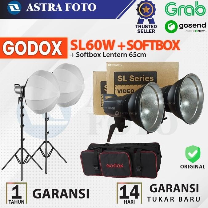 Murah Paket Godox SL60w + Softbox Lantern 65cm + Lighstand - SL60 - SL 60 W Non COD