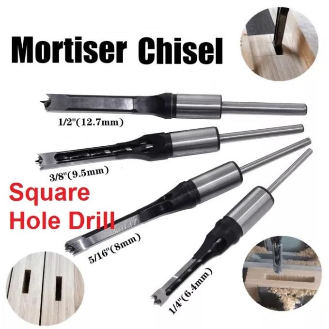 4Pcs Mata Bor Bobok Kayu Pahat Mesin Square Drill Bit Mortise Tenon