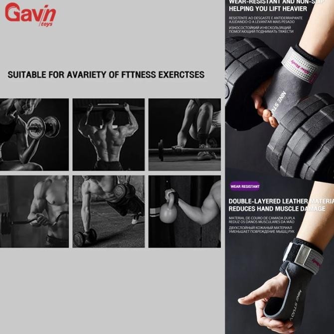 GYM STRAP KULIT - GYM LEATHER HAND STRAP ANTI SLIP - HAND PROTECTOR FITNESS - NINE STUDY