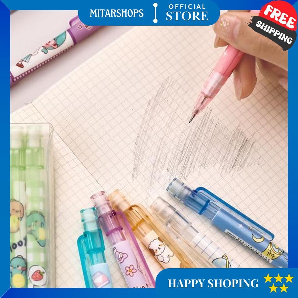 

1 Set 6Pcs Pensil Mekanik 0.5 Mm Dan Penghapus Gambar Kartun Lucu / Pensil Mekanik Karakter Kartun D Termurah