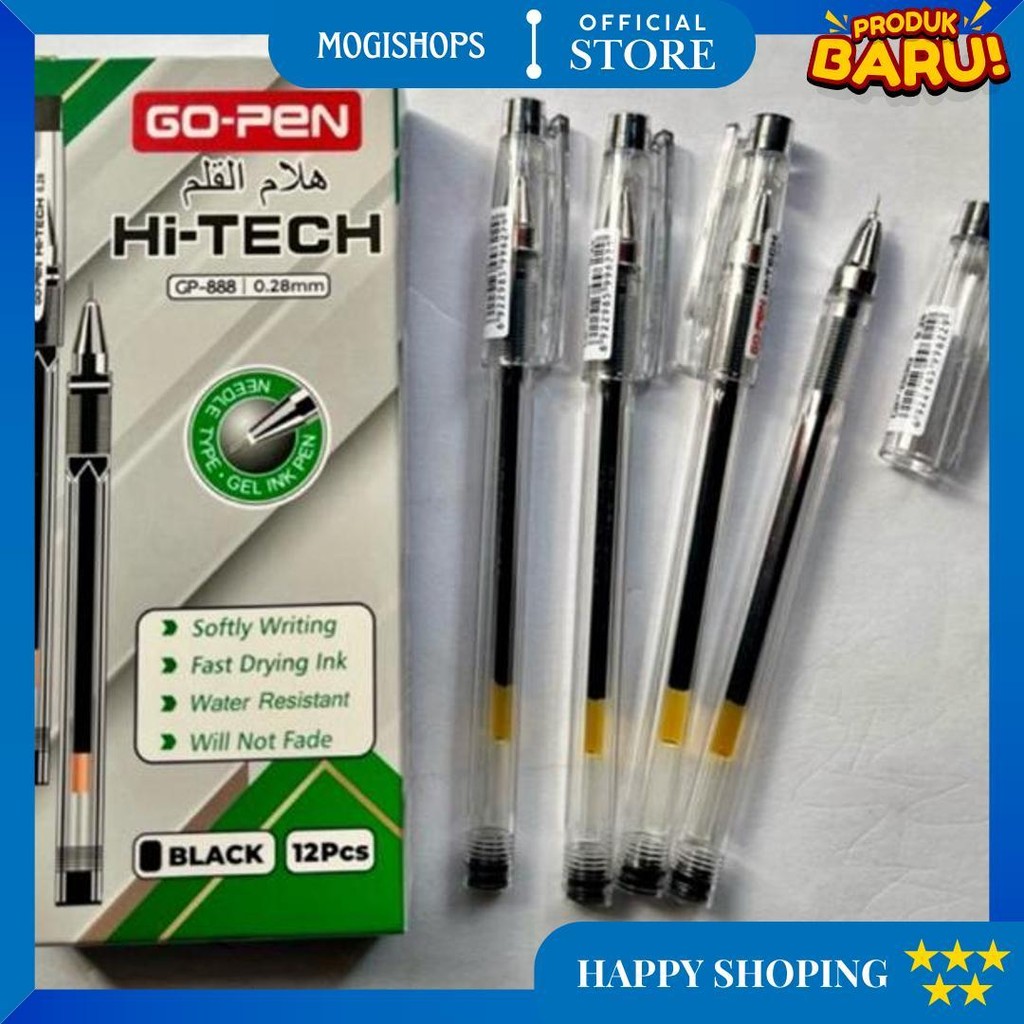 

Pulpen Gel Gp-888 Hi-Tech/0,28/12 Pcs/Tinta Hitam(Pak) D Best Seller