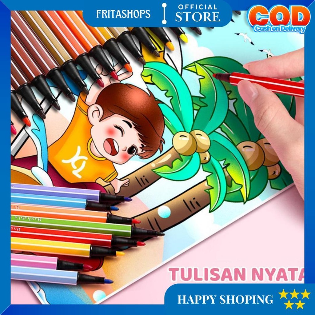 

[Ready] Aimilo Spidol Warna Warni 1 Set Hexagonal Watercolor Marker Pen Stabilo Pastel 12/24/36/48 Warna D Promo 4.4