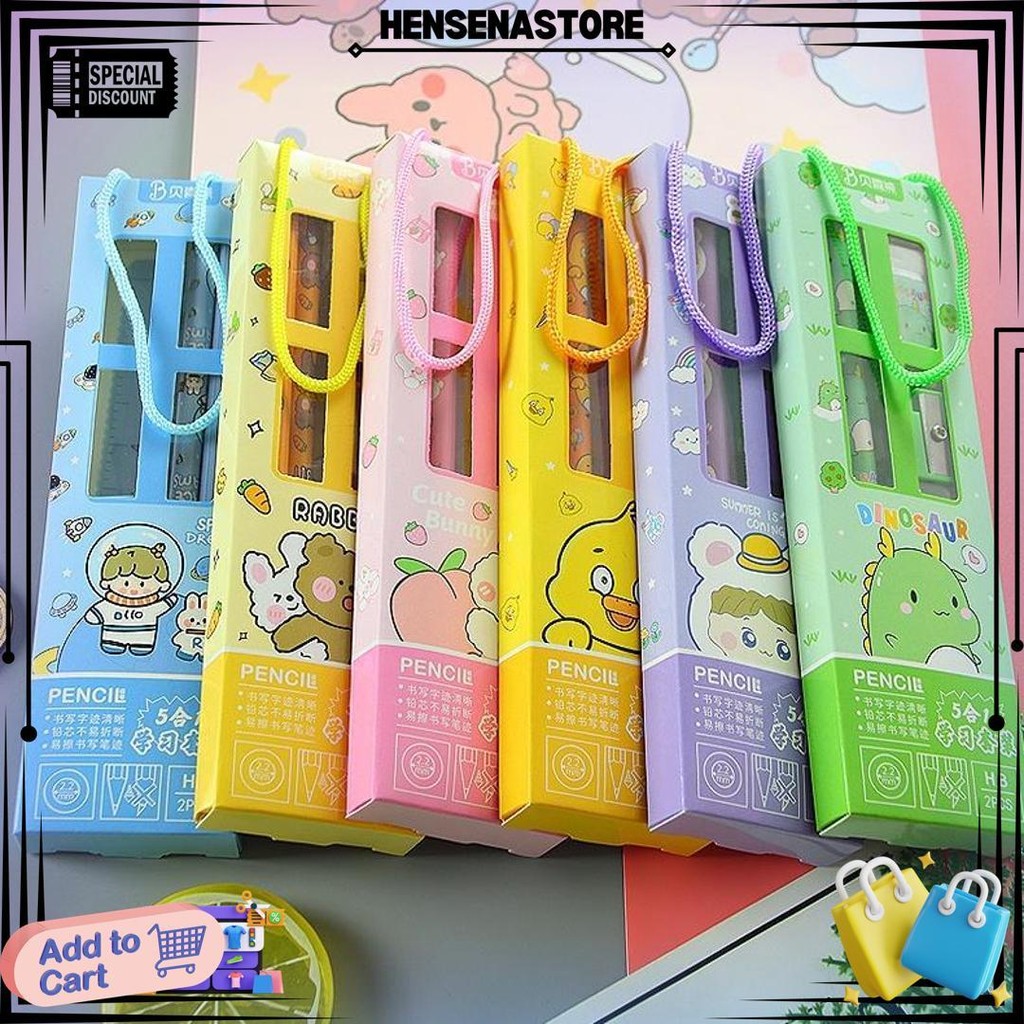 

Set Alat Tulis Anak Isi 5 Pcs Lengkap, Kids Stationery Set, Alat Tulis Sekolah Motif Karakter Lucu D Cod