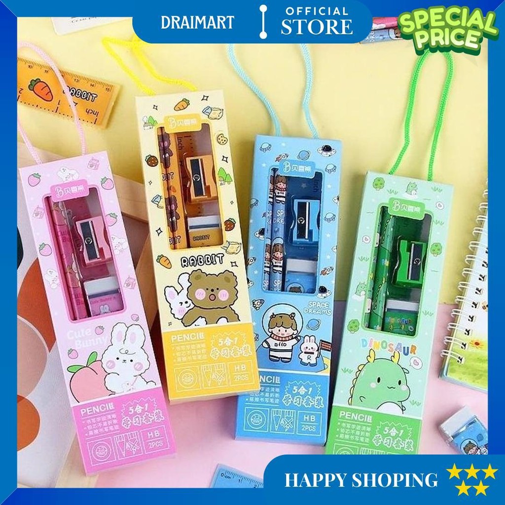 

Stationery Set 5 In 1 / Paket Alat Tulis Sekolah Anak D Terlaris