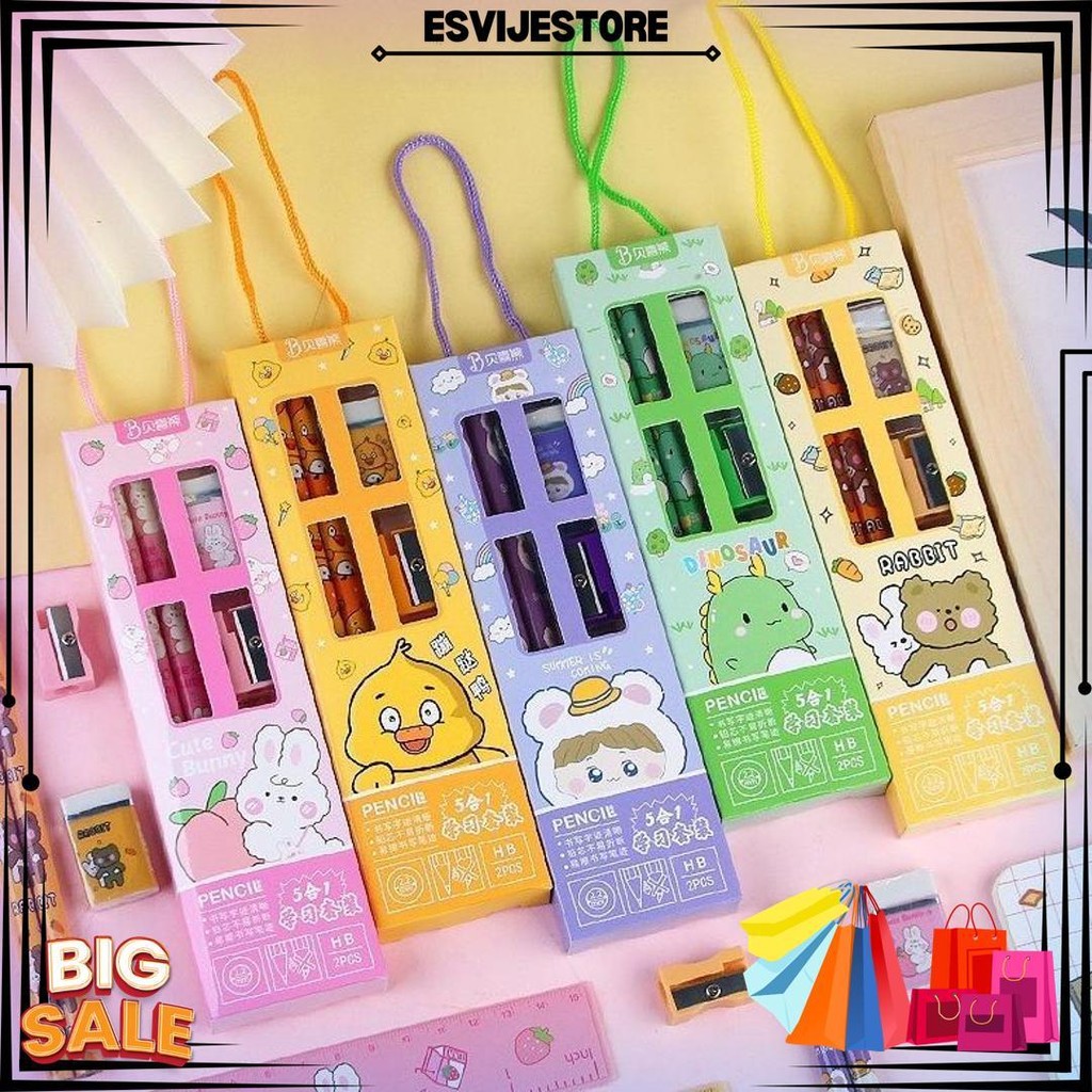 

Mmm Stationery Karakter Set 5In1 Alat Tulis Anak Sekolah Penghapus Penggaris Pensil Serutan Karakter Lucu Set Alat Tulis Anak Motif Kartun D Termurah