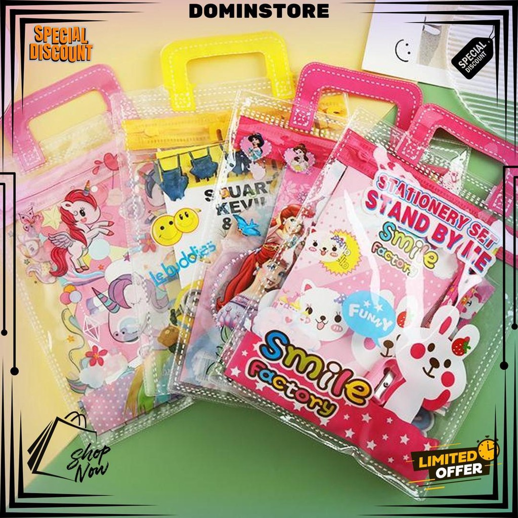 

Osm Jkt S6149 Set Alat Tulis 6 In 1 / Stationery Set Motif Karakter / Hampers Souvenir Birthday Anak / Set Mini Pouch Bag Karakter D Best Seller