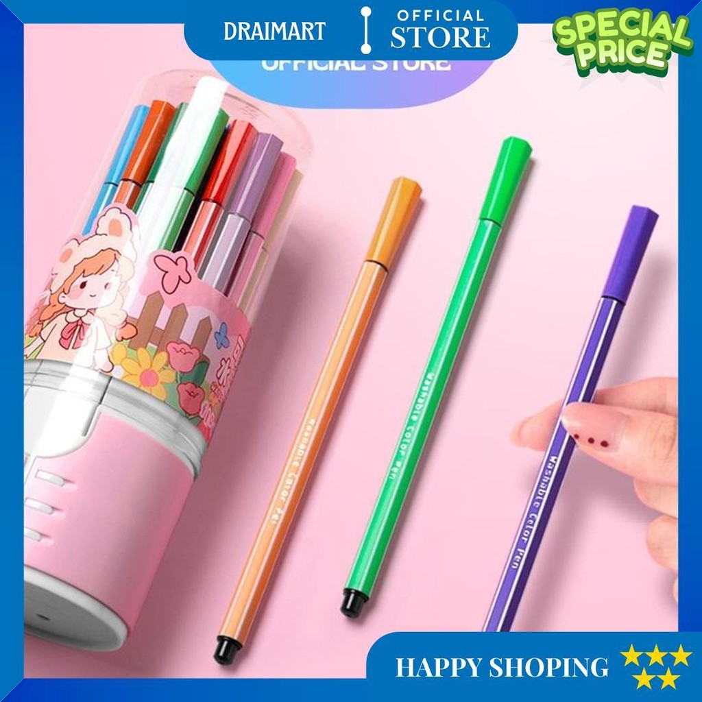 

[Ready] Aimilo Spidol Anak 1 Set Pulpen Marker Spidol Warna Warni 12/24/36/48 Warna D Sale