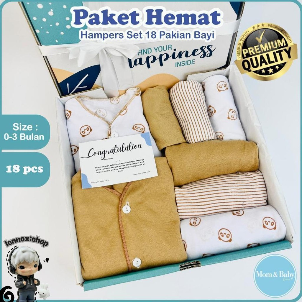 [ Free Paper Bag ] Hampers Bayi Set 18 Pcs Baju Bayi Kado Lahiran Anak Perempuan Laki Laki Parcel Ne