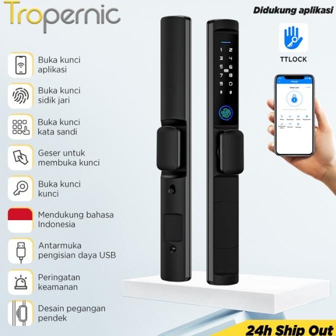 Smart Door Lock TTLOCK Kunci Pintu Rumah Fingerprint Kunci Pintu Sliding Short Handle Kunci Pintu Di