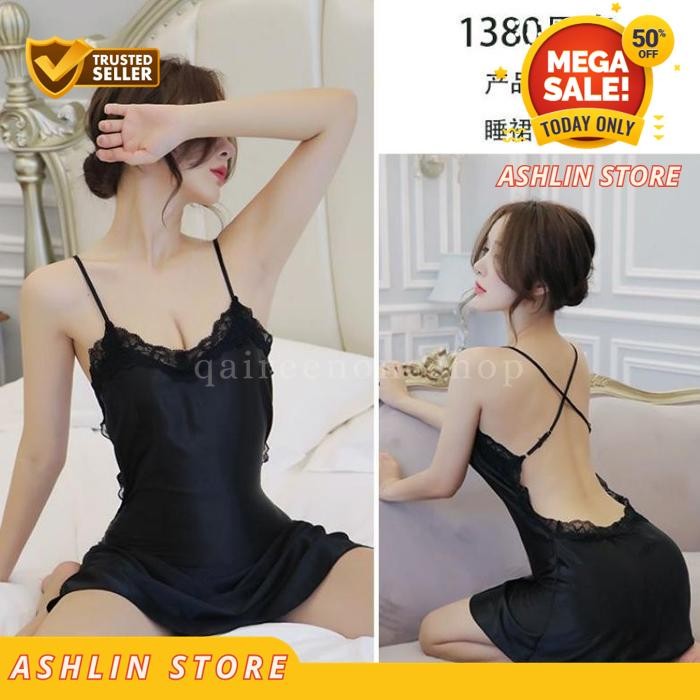 BAJU TIDUR HOT LINGERIE SEXY BAJU TIDUR SATIN RENDA KOREA F- BEST QUALITY 