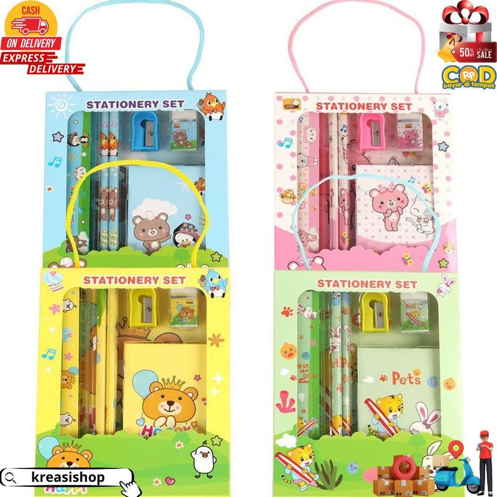 

T&Y Alat Tulis Set 6In1 Stationery Set Lucu Karakter Set Perlengkapan Alat Tulis Sekolah Anak-Anak Tk D Promo Puncak