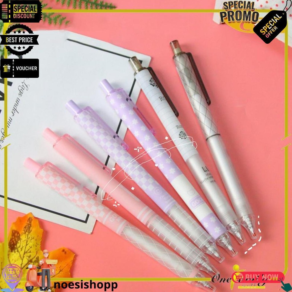 

One-A69 Pulpen St Set 6In1 Motif Bunga 0.5Mm / Pena Mekanik Alat Tulis Perlengkapan Sekolah / Retractable Pen Karakter Set / Pulpen Cetek Import D Sale