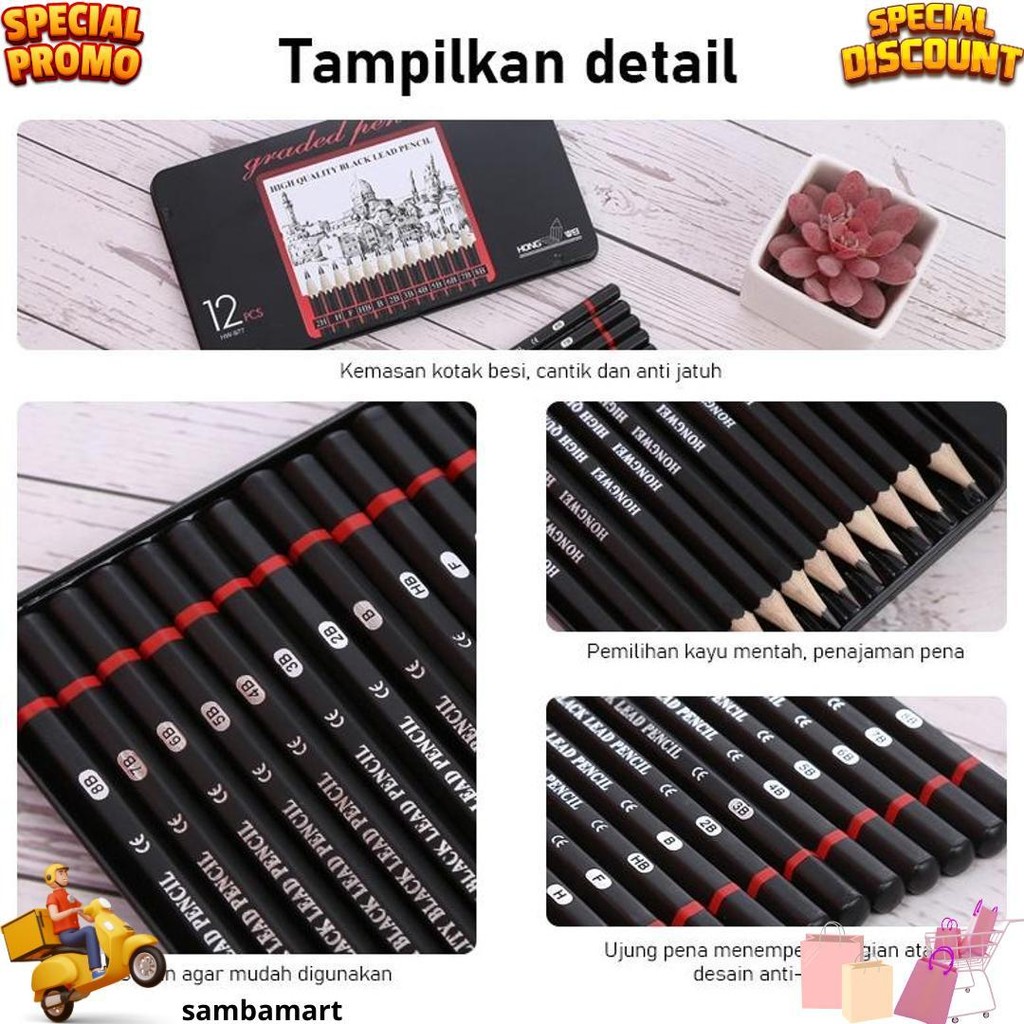 

12 Pcs Pensil Gambar Sketsa Set Lengkap 2H H F B Hb 2B 3B 4B 5B 6B 7B 8B Charcoal Pensil Set D Promo Puncak