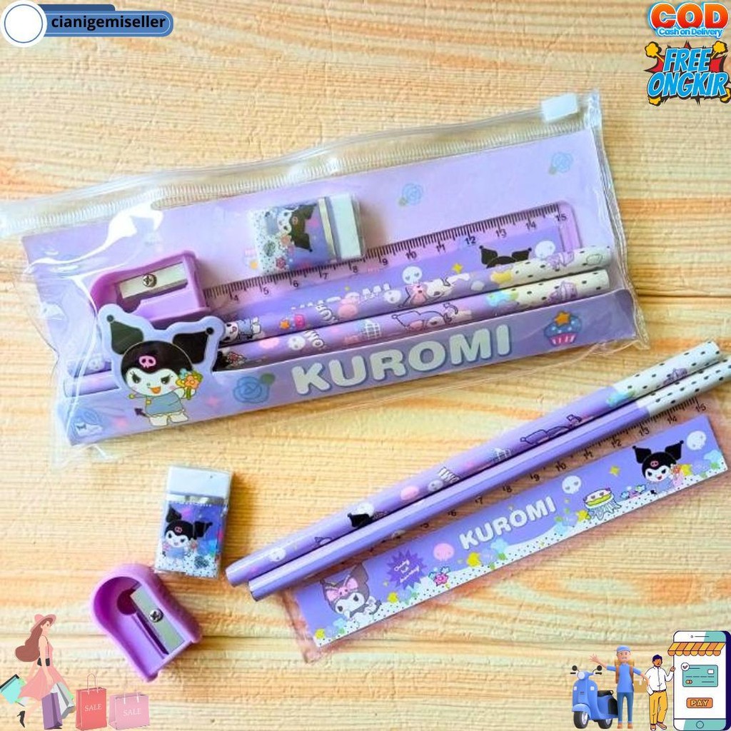 

Set Alat Tulis Sekolah Karakter Motif Sanrio Free Pouch 5 In 1 Lucu Cute Stationery D Termurah