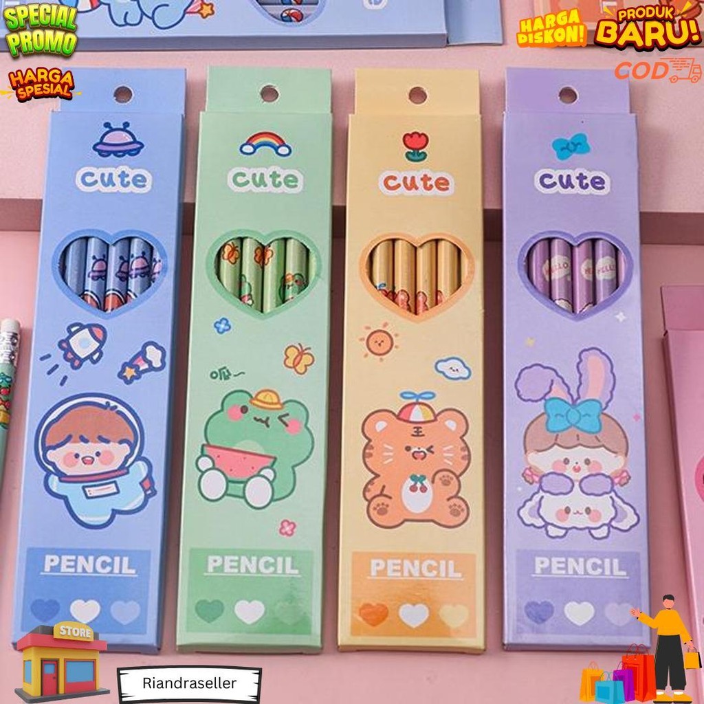 

1 Set 6Pcs Pensil Dan Penghapus Motif Kartun Lucu / Pensil Murah Lucu Lg D Best Seller