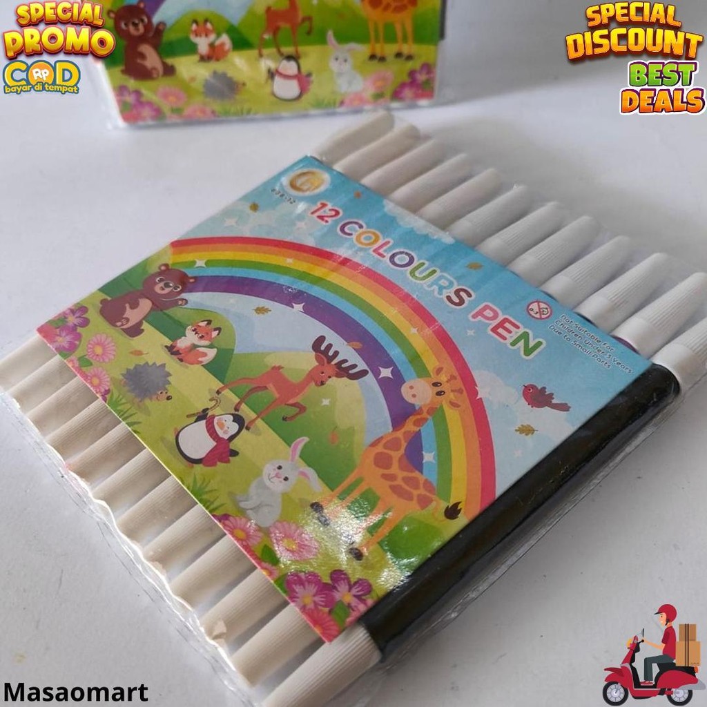 

Satu Set ( 12 Warna ) Colour Pen Spidol 12 Warna Zendi 838-12 D Termurah