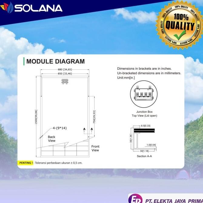 Promo Ejp Solana Solar Panel Mono 250Wp Pv Modul Solar Cell 250 Wp Mono