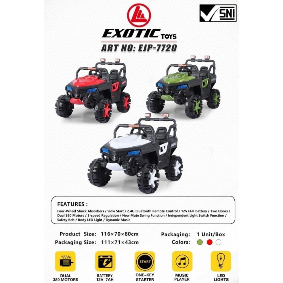 Mainan Mobil Aki Jeep Off Road Exotic EJP 7720 EJP-7720 EJP 7720