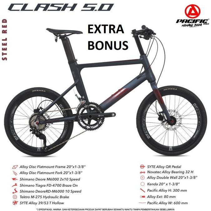 ready  Sepeda Mini Velo Pacific Clash 5.0 Hd 20Inch Alloy 2x10Speed murah