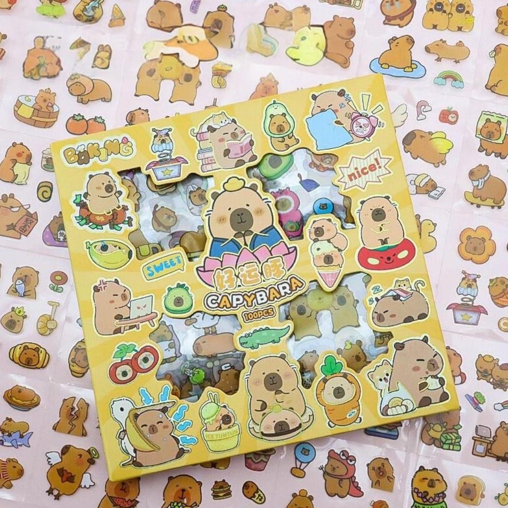 

Tc21 Sticker Box Capybara Isi 100 Pcs Stiker Diy Lucu