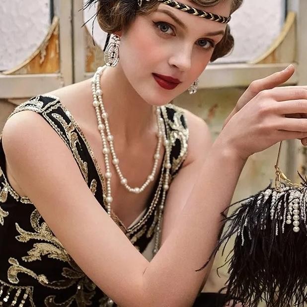 Murah Black Feather Headband 1920S Flapper Headpiece Gatsby Hair Accessories