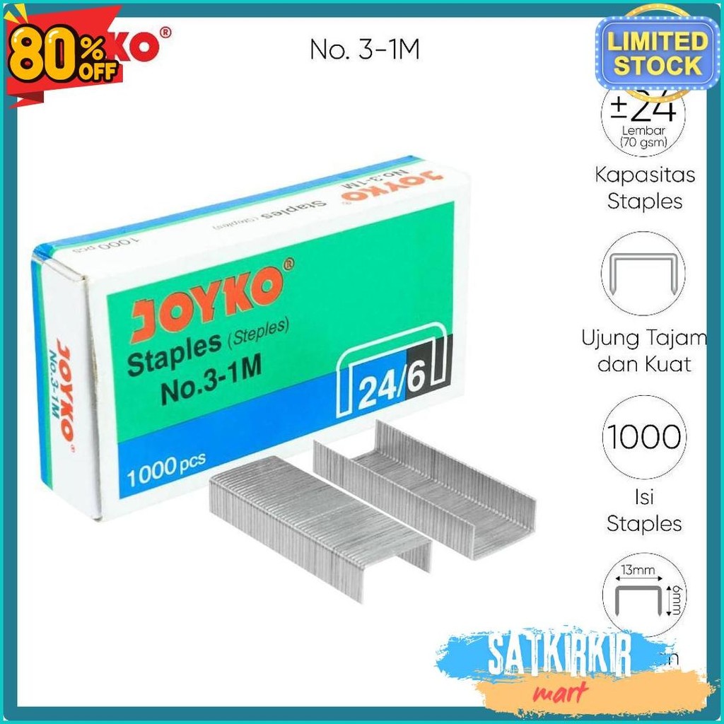 

Joyko Staples No.3 Isi Stepler Besar Hekter Joyko No.3-1M [20Pcs] Diskon