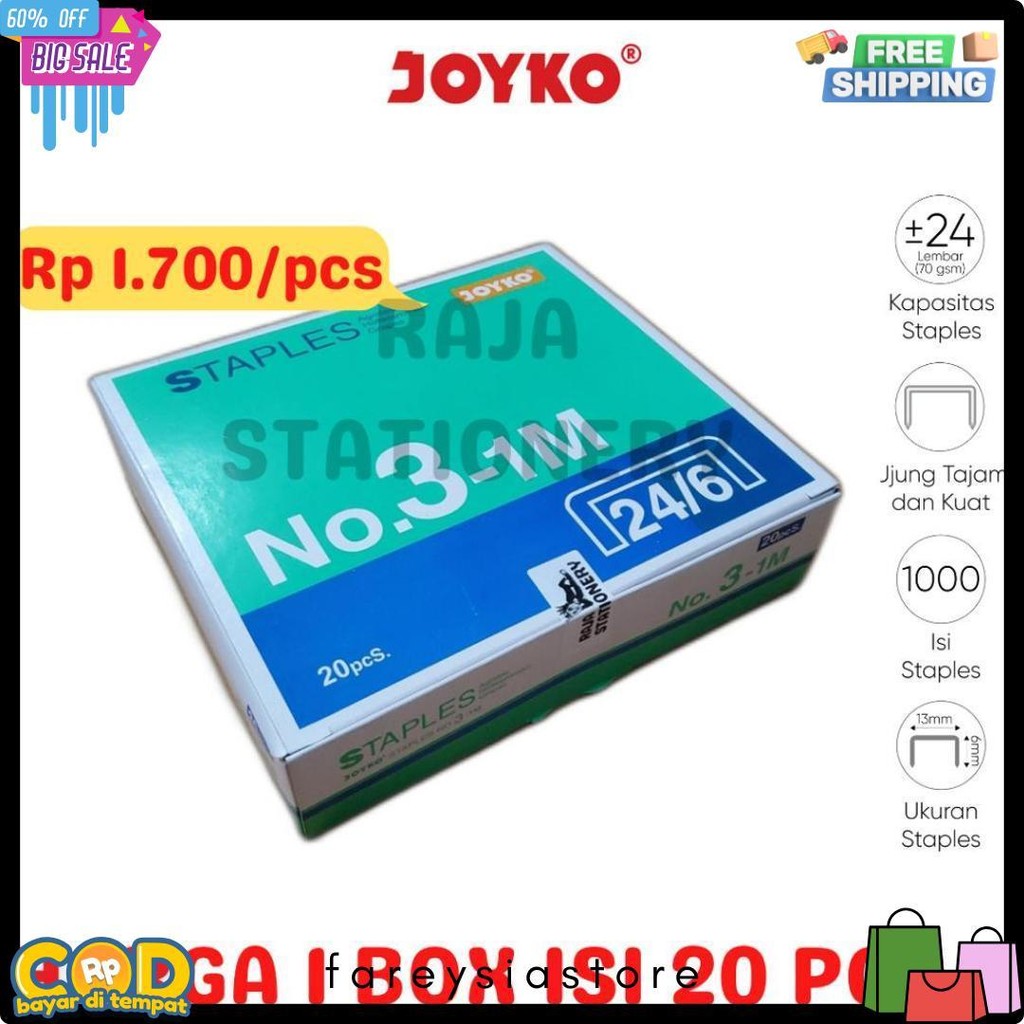 

Joyko Staples No.3 Isi Stepler Besar Hekter Joyko No.3-1M [20Pcs] Diskon Setengah Harga