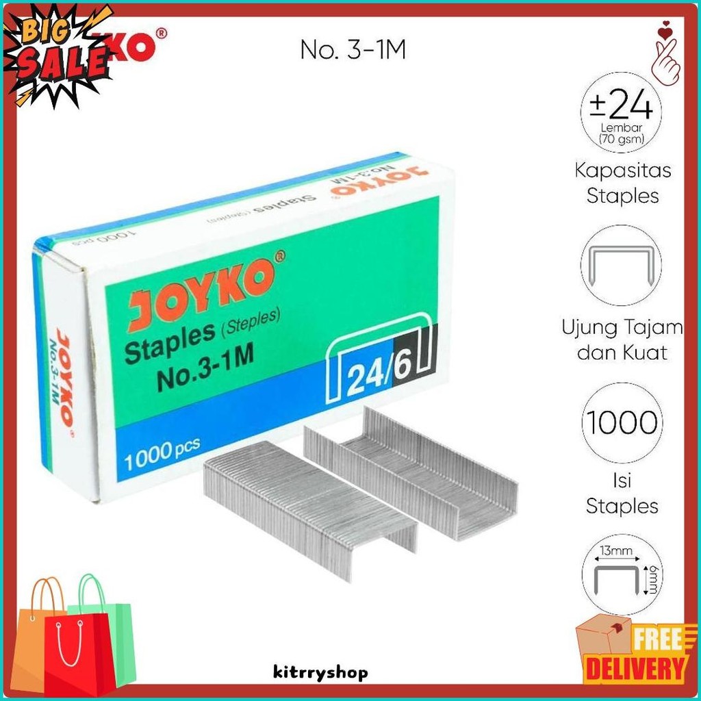 

Joyko Staples No.3 Isi Stepler Besar Hekter Joyko No.3-1M [20Pcs] Terlaris! Produk Ini Banyak Dicari